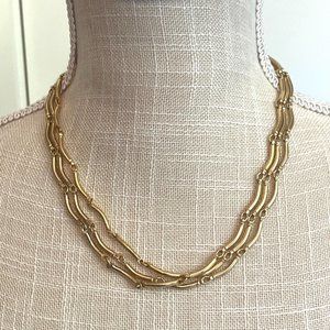 Gold Tone Curved Tube 54" Necklace
